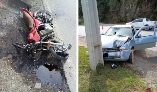 Motociclista fica gravemente ferido em colisão com carro