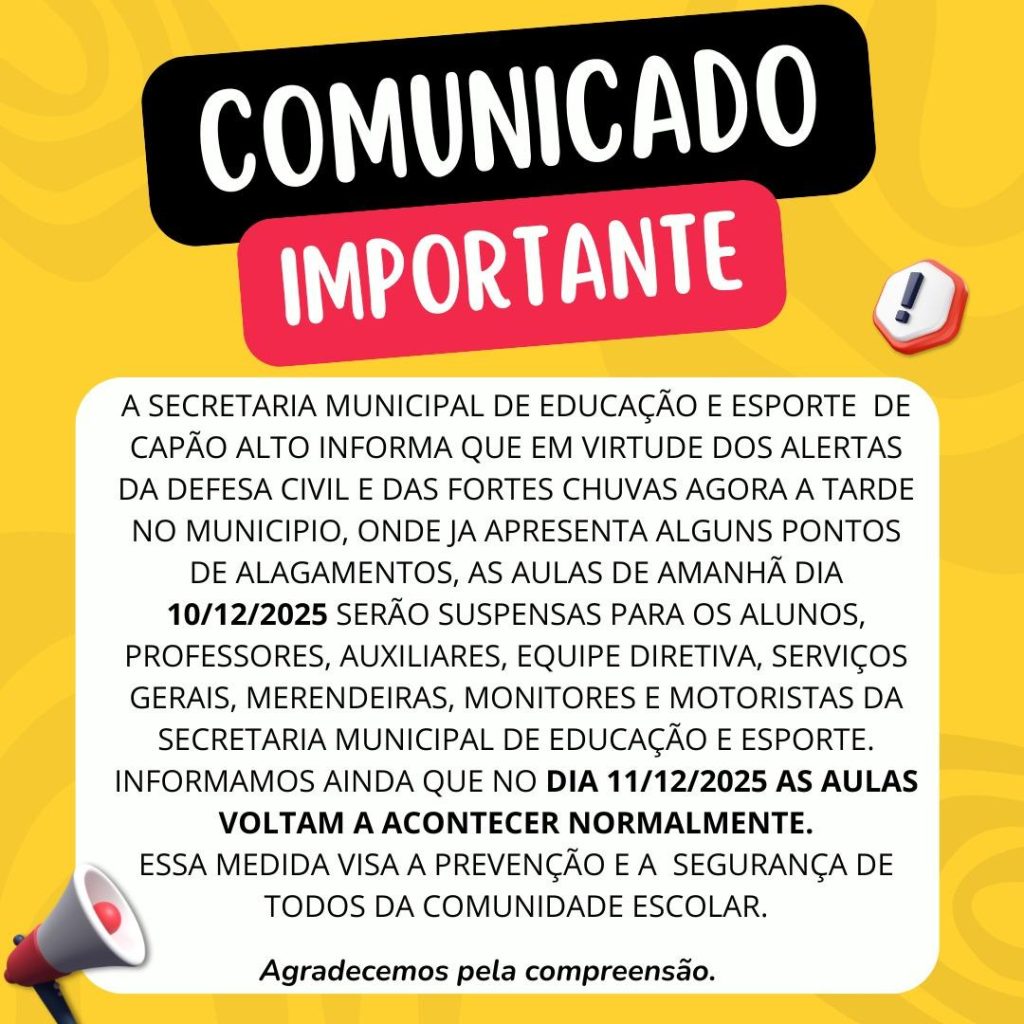 Aulas continuam suspensas em Capão Alto devido a fortes chuvas e risco de alagamentos